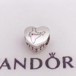 Pandora India Map I love India Heart Charm